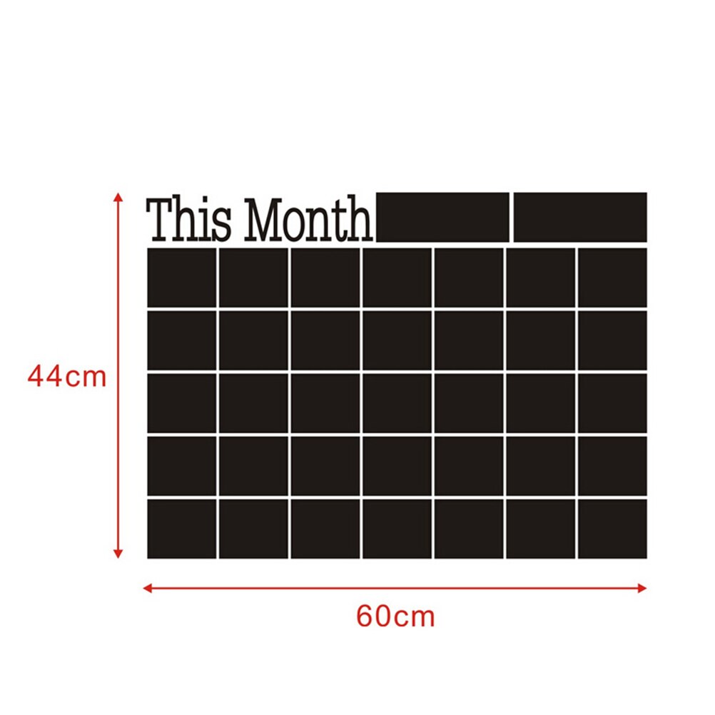 Tavle klæbende væg klistermærke tidsplan aftagelig tegne kunstoverføringer sort kridttavle tavle månedlig planlægning 60*44cm