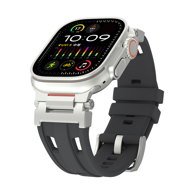 Bracelet de montre en Silicone pour Apple Watch série 10 46mm Ultra 2 49mm, Bracelet de Sport pour iWatch 9 8 7 6 SE 44MM 45MM 42MM: Blue pink / 16mm