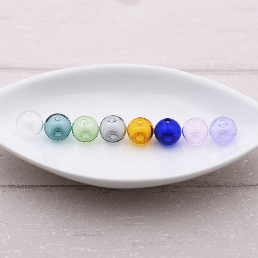 10 piezas de doble agujero, 10-20mm, bola de cristal de Color, cuentas de globo, botella de vidrio hueca, Vial, accesorios para hacer joyas