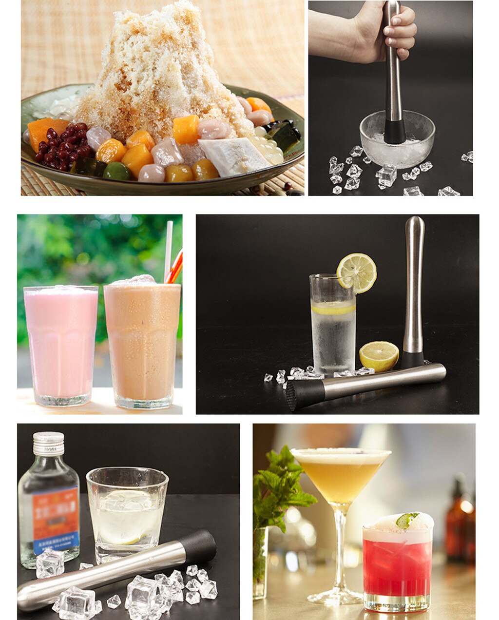 Hemoton 2pcs Cocktail Muddler Ice Crusher Ice Hammer Lemon Pressing Rod For Bar Tools Manual Masher - View #12