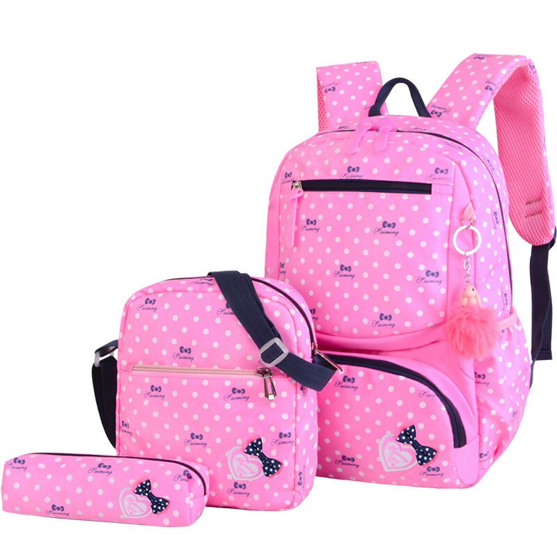 3pcs/set Male backpacks high school bags for women boys one shoulder big student travel bag men school backpack sac mochila: 1 pink