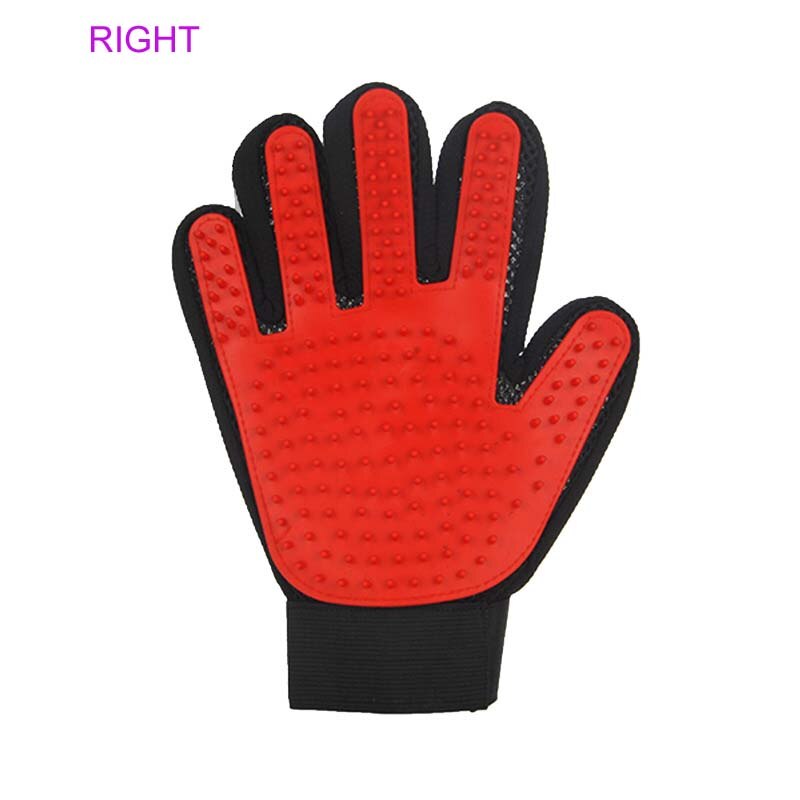 Funpup Kat Handschoen Kat Grooming Handschoen Pet Borstel Handschoen Voor Kat Hond Haar Verwijderen Borstel Hond Deshedding Cleaning Kammen Massage handschoenen: RED RIGHT  HAND