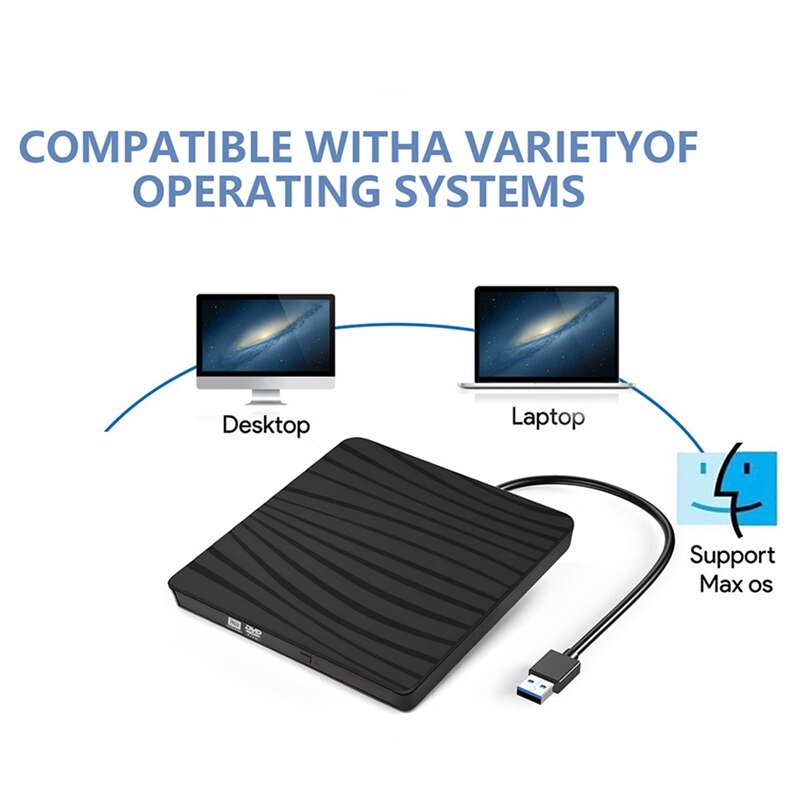 -extern cd dvd-enhet usb 3.0 dvd-spelare bärbar cd-enhet brännare för imac laptop mac desktop fönster