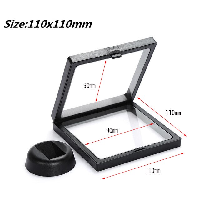 Marco de fotos flotante 3D, caja de sombra, embalaje de joyería, soporte de exhibición, caja suspendida, soporte colgante para anillo, caja de exhibición de joyería: 110x110mm Black