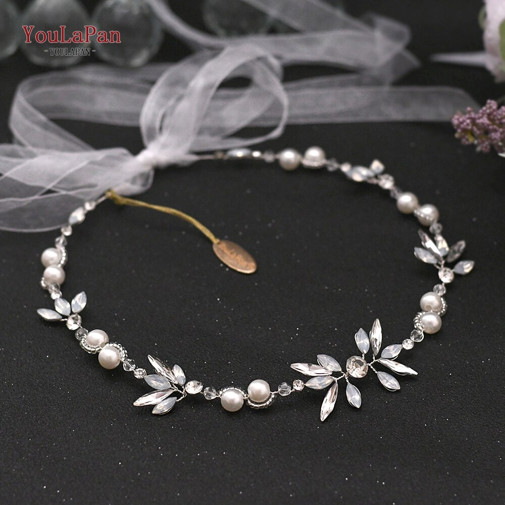 TOPQUEEN HP132 Opal Diamond Bridal Headpiece Silver Rhinestone Headband Bridal Hair Tiara Bridal Hair Piece Hair Jewelry