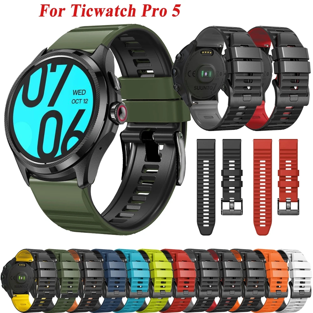 Älykellon ranneke ticwatch pro 5: lle, korvaava kellon ranneke, silikoniranneke, joka on yhteensopiva ticwatch pro 5:n kanssa