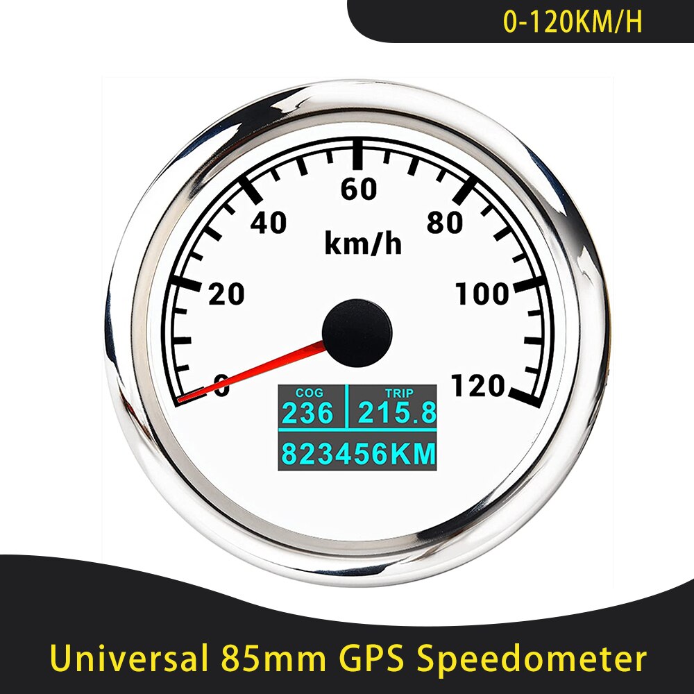Universal 85mm GPS Speedometer 0-30/60Knots 0-60/80/120/160/200 MPH 0-60/120/200 KM/H With 7 Colors Backlight For Car Motorcycle