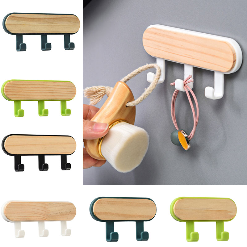 Wood Key Holder Hat Scarf Storage Organizer Strong Key Ring Rack Phone Hooks Clerk Housekeeper Wall Mounted Hangers