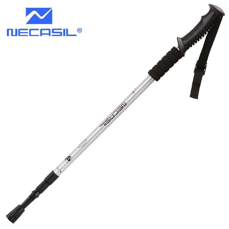 Outdoor Camping Walking Stick Telescopic Hiking Stick Aluminum Foldable Hiking Poles Outdoor Accessories For Trekking Camping: Silvery
