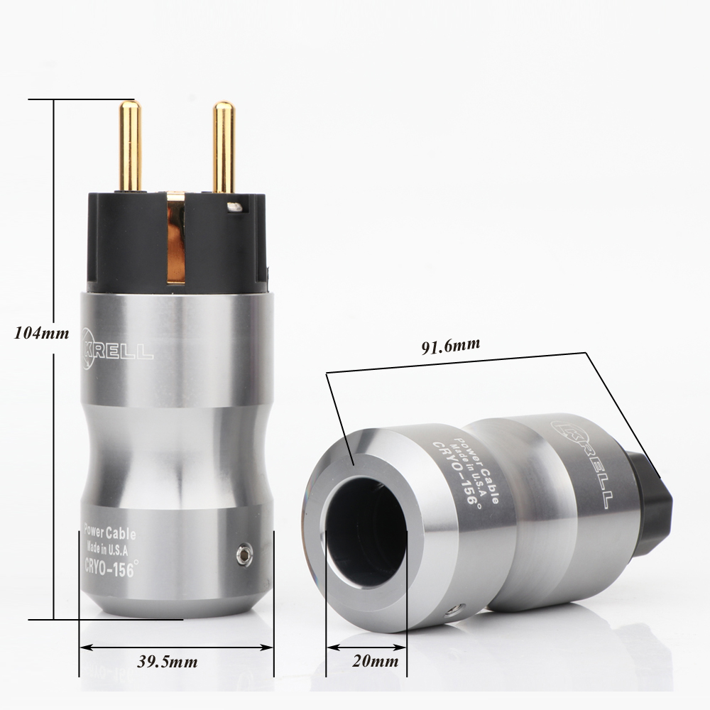 Krell 24K Gold Plated Europe Standard Male Mains AC Power Plug Audio HIFI European Female Power Supply Socket