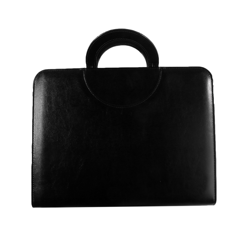 Cartella portadocumenti A4 con manici cartella da lavoro per donna cartella portadocumenti in pelle Pu Organizer per Notebook: Black