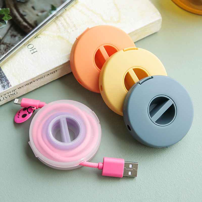 Cord Organizer Portable Charger Cords Holder Round Storage Cable Winder Retractable Cables Management for Home Office Classroom