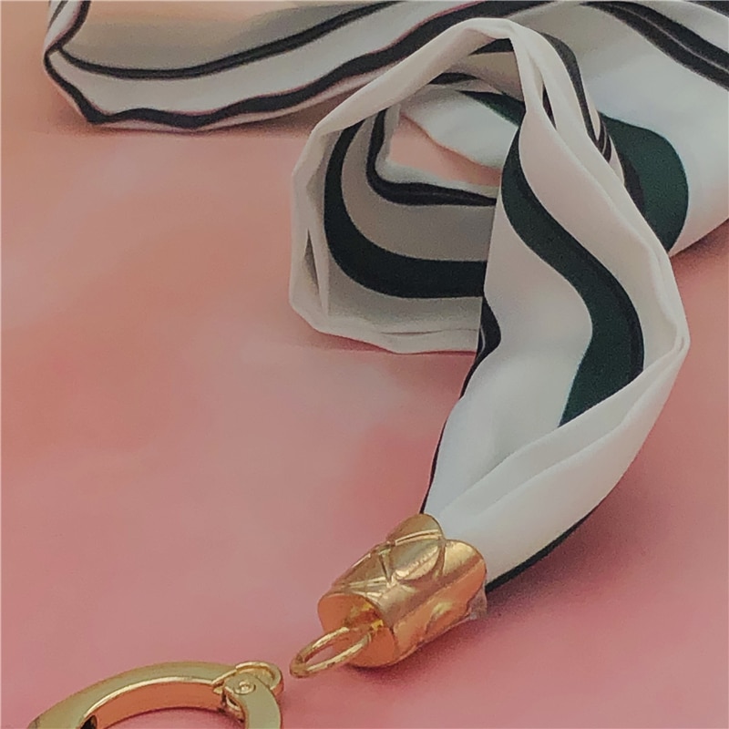 Impressão larga da listra da correia da corrente do pescoço do artigo do chiffon luxuoso para o telefone móvel do gym do cartão da identificação da chave com o grampo do crachá de usb correia diy