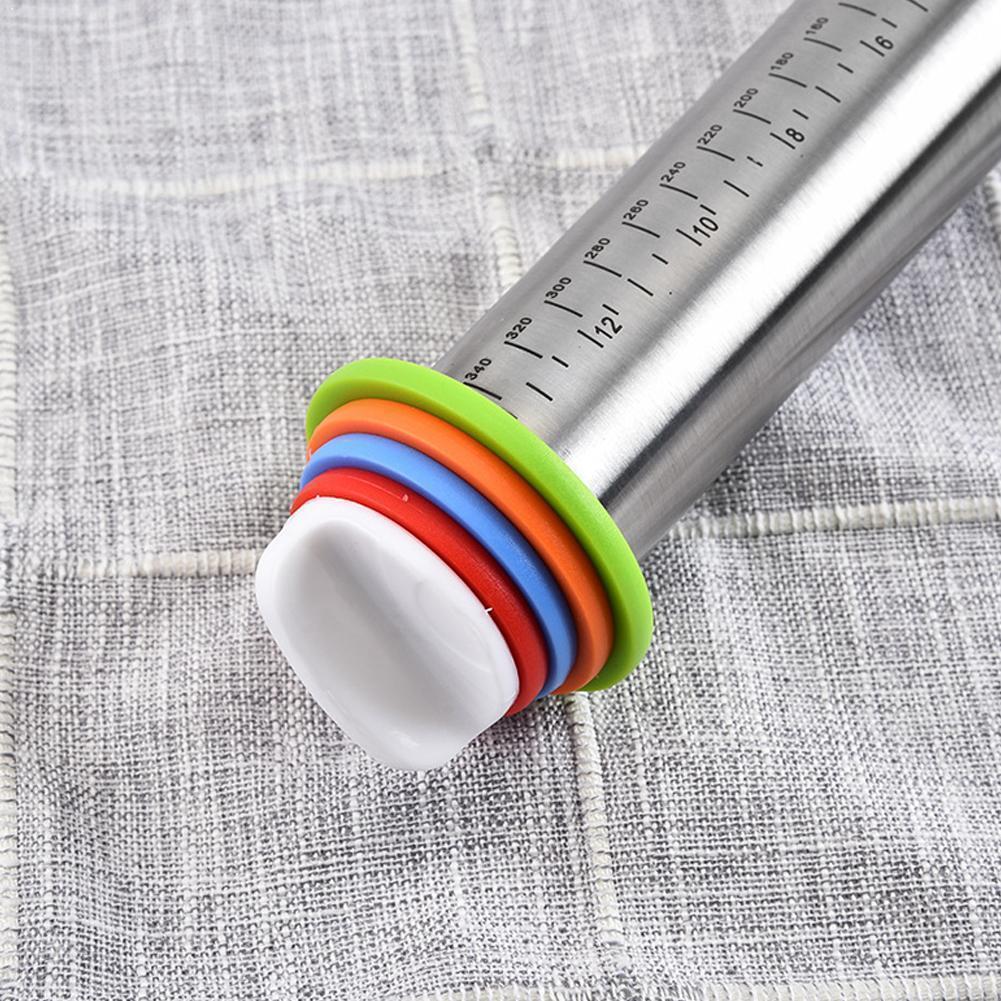 Adjustable Stainless Steel Rolling Pin Adjusting Thickness Scale Kneading Rolling Tool Leather Supplies Pin Kitchen Kneadin O2L9