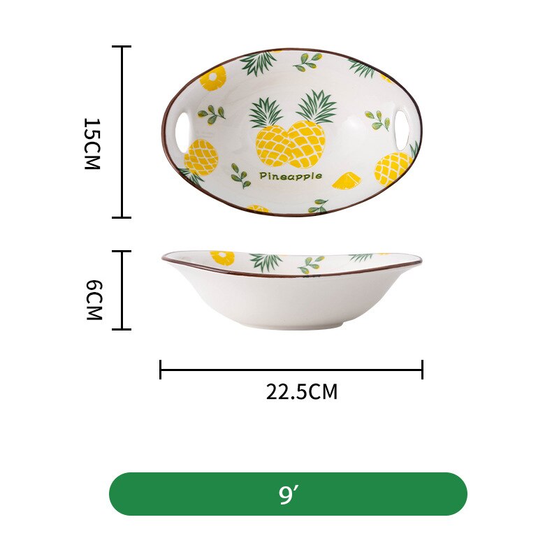 9 Inch Plates Sets Tableware Porcelain Strawberry Flower Fruit Salad Pasta Plates For Food Christmas Plate Deep: D