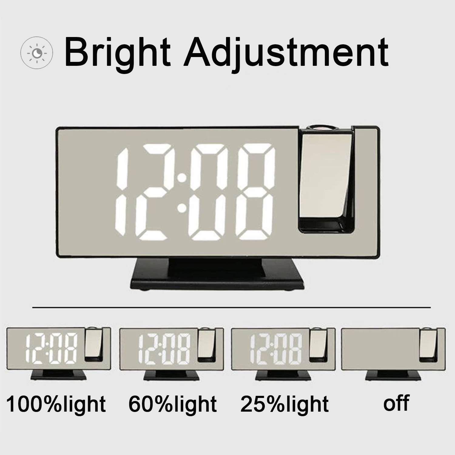 LED Digital Smart Projector Alarm Clock Table Electronic Desktop Clock USB Wake Up With 180° Time Projector Snooze Alarm Clock