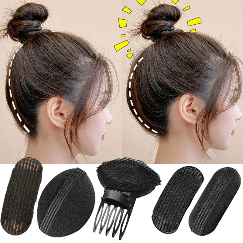 1 Juego de cojín para cabeza de pelo Puff, Base de pelo de volumen Invisible, pinza para el pelo esponjosa, almohadilla de esponja, moño, herramienta de Peinado DIY para mujeres y niñas