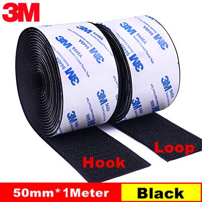 Moq 1M 20/25/30/38/50Mm Sterke Zelfklevende Sluiting Tape Nylon Haken en Loops Sticker Velcroos Lijm 3M Lijm Magie Voor Diy: Black 50mmX1M 1Pair