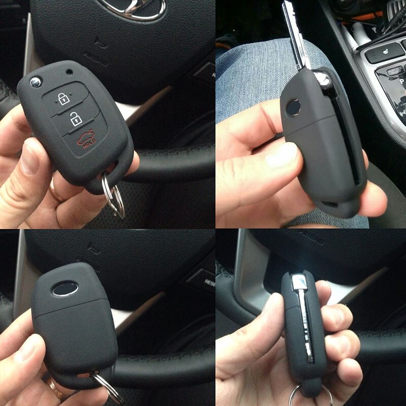3 Button For Hyundai Creta I10 I20 Tucson Elantra Santa Fe Silicone Car Remote Flip Key Fob Shell Cover Case