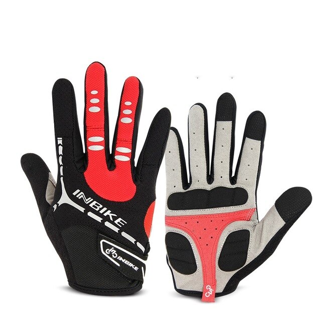 INBIKE-guantes para ciclismo de dedos completos, para deportes al aire libre, para ciclismo de montaña o de carretera, para hombre y mujer, 206: Rojo / XXL