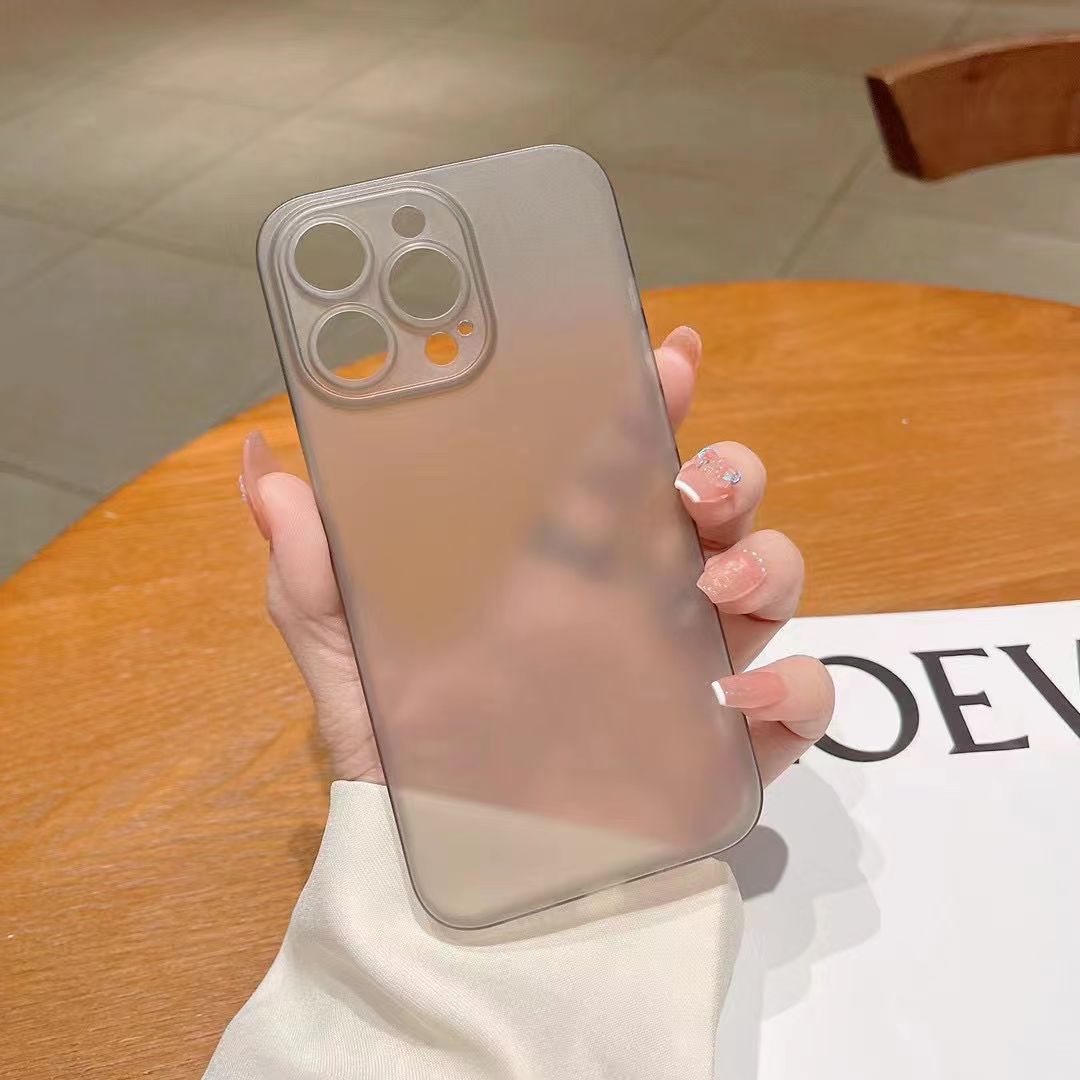 Luxury PP Matte Phone Case For Apple iphone 15 Pro Max 15 Plus Feathered Fine Hole Eye Protection Cover Case: Leather / GRAY