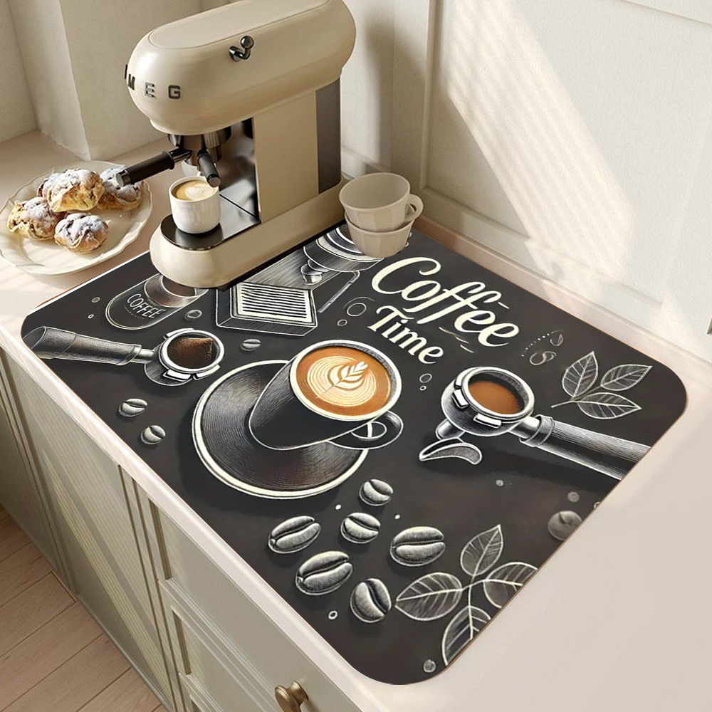 Klassisk tørkematte til kaffekopper, myk, sklisikker absorberende, flekkbestandig gummimatte til kjøkkenbenkeplater med kaffebar: M / Rosa
