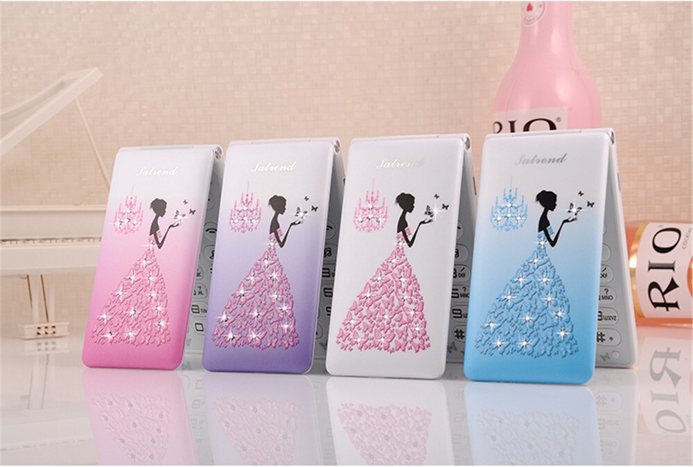 Teléfono Móvil KUH D11 con tapa, Tarjeta SIM Dual, , para niñas, flor para mujer, linterna LED, teléfono móvil a la