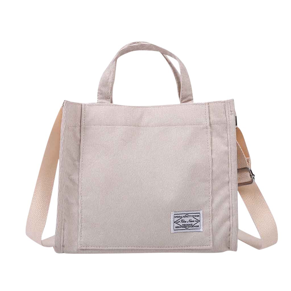 Vrouwen Corduroy Schoudertas Kleine Katoenen Canvas Rits Handtas Casual Tote Vrouwelijke Eco Crossbody Tas Vintage Messenger Bags: WHITE