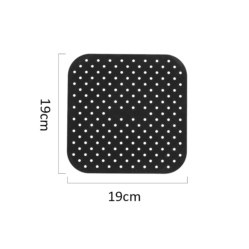 Air Friteuse Liner Air Friteuse Mat Food Grade Non-stick Siliconen Friteuse Mand Voor 7.5 ~ 8-Inch air Friteuses Steamers Mat Keuken Gadgets: 7.5 in Black Square