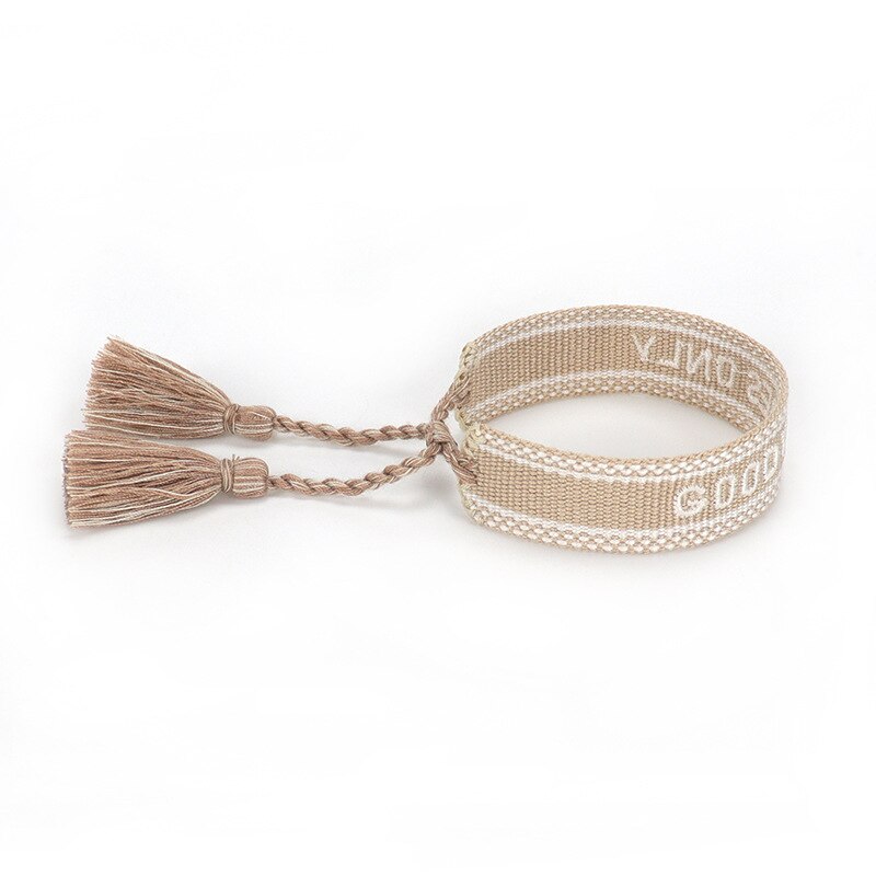 Hand Geborduurde Pols Band Kwastje Brief Vibes Gevlochten Armband Vrouwen Sieraden Goede