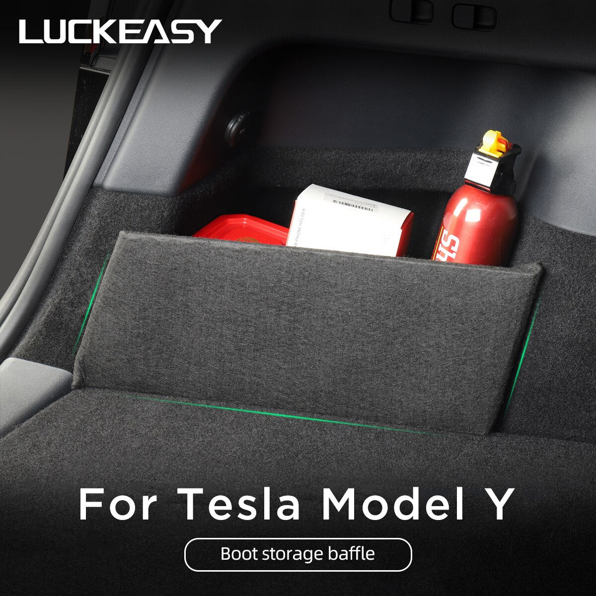 LUCKEASY Interior modification accessories for Tesla model Y Storage partition on the car left side of the back trunk