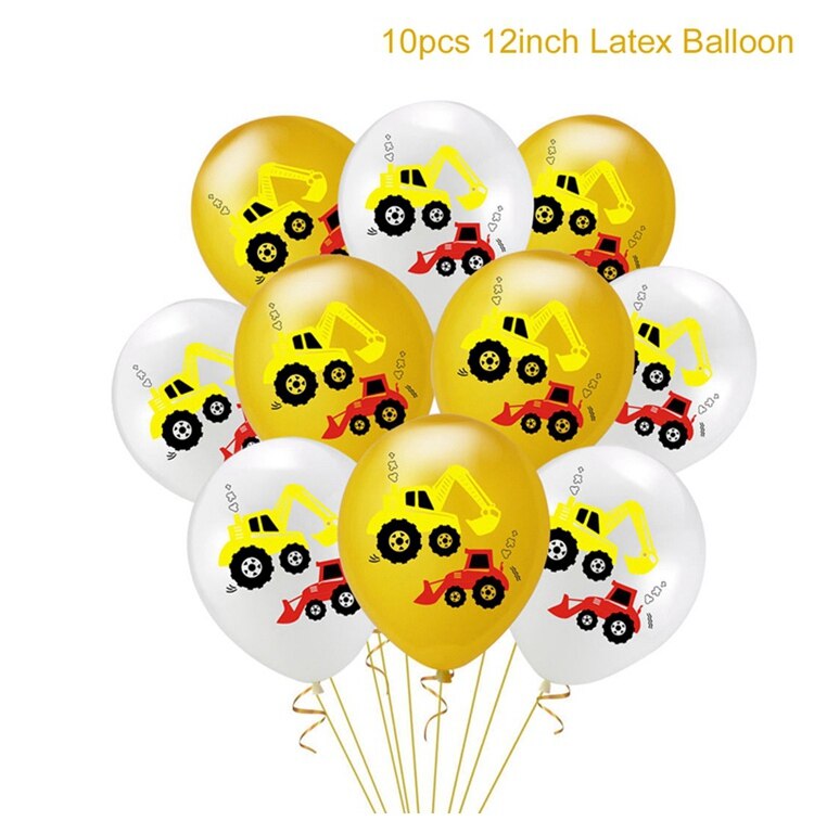 Byggefest ingeniørbiler fødselsdagsfest dekoration tillykke med fødselsdagsfest indretning baby shower gul lastbil balloner biler: Ballonsæt 9