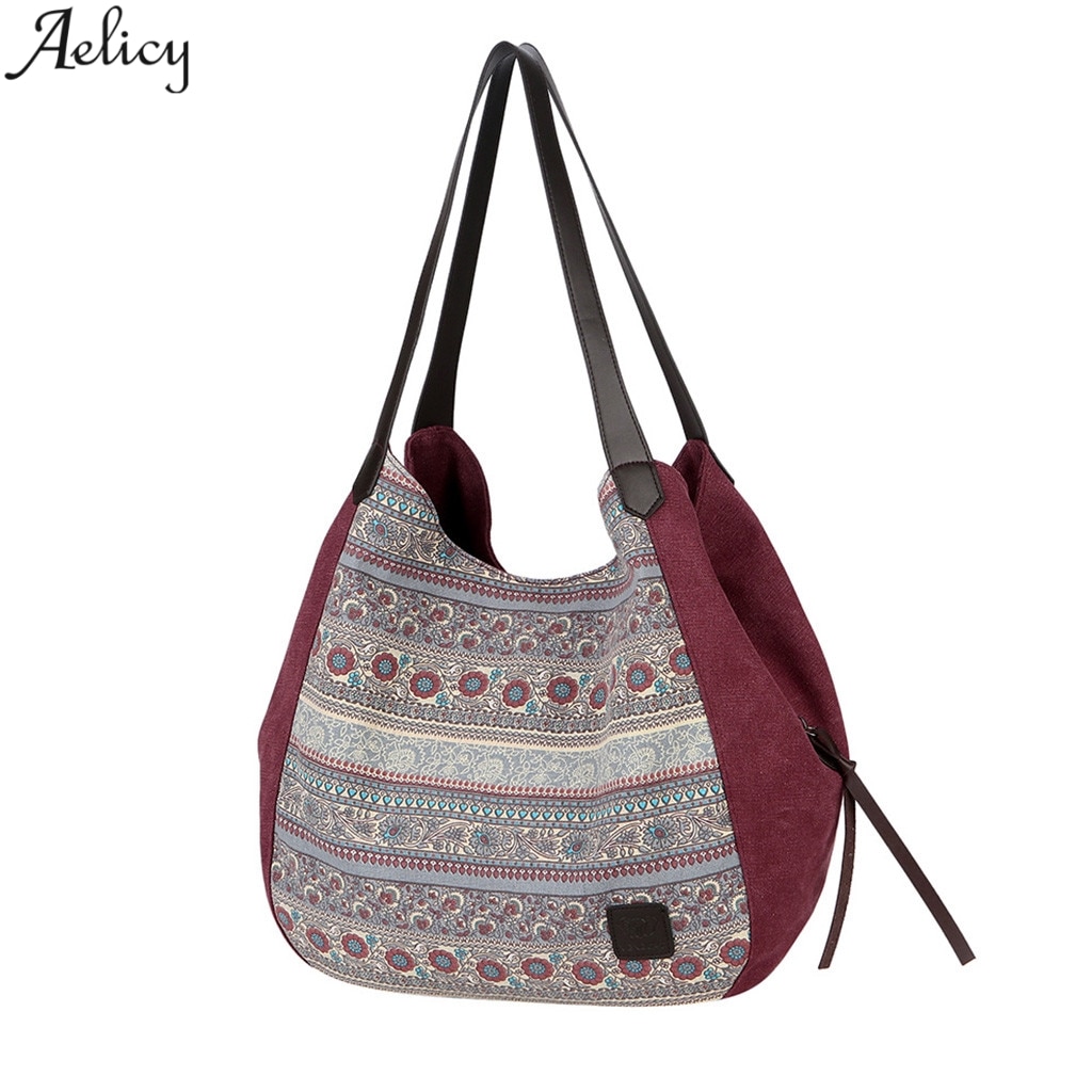 Sac à main en toile souple aelglacé pour femmes Style ethnique grande capacité sac à main de imprimé sac à bandoulière offres spéciales