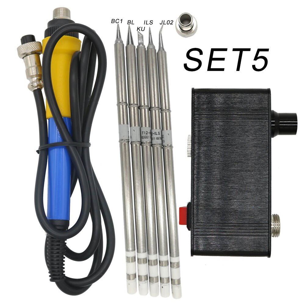 STC-OLED MINI T12-942 Soldeerbout station Soldeer Elektrische Gereedschap Lassen Iron Tips Temperatuur Controller Met 907 Handvat: SET5 / Blue handle