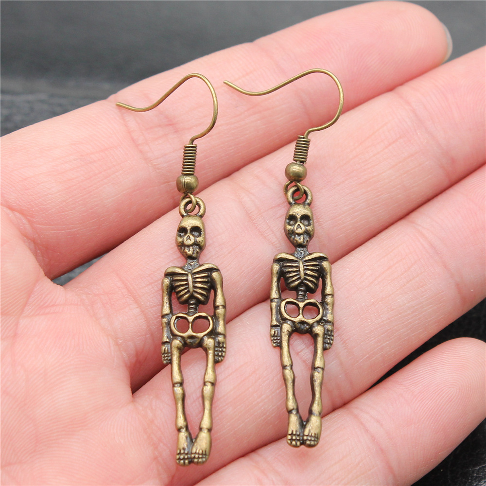 Pendientes de esqueleto de calavera de 20 estilos, de Halloween, pendientes colgantes Punk oscuros de estilo gótico para mujer, de , joyería: Cobalto Chapado en