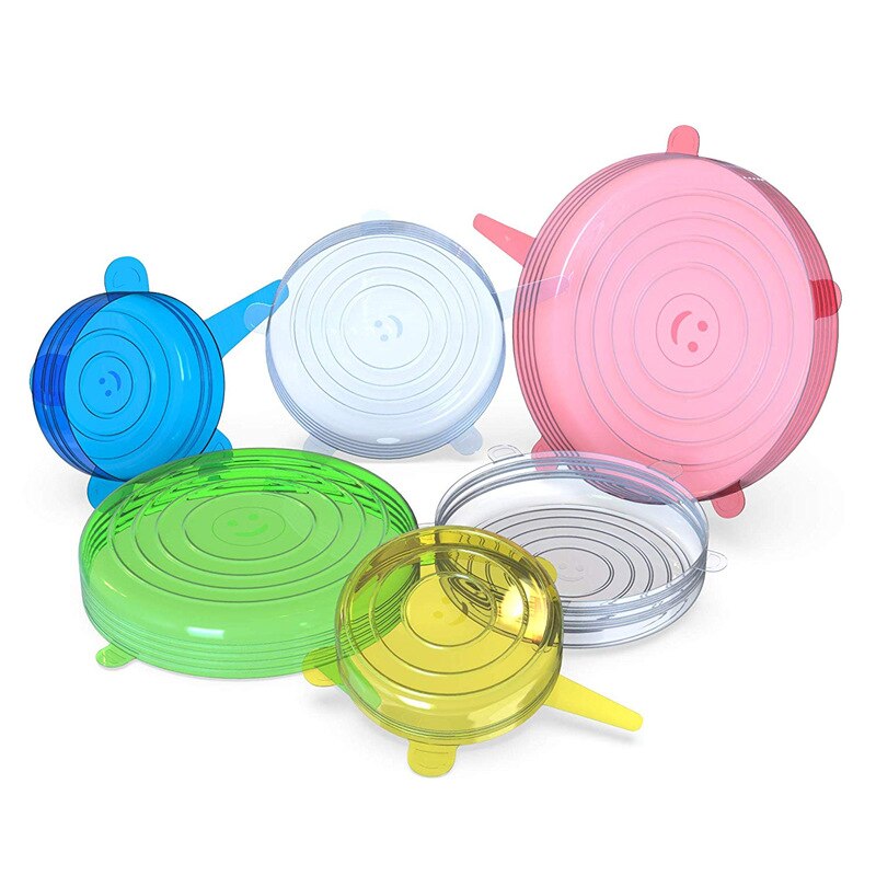 Tapas elásticas de silicona cubiertas reutilizables para cuenco resistente, contenedor en forma de tazas, almacenamiento, tapas selladas, tapón antiderrames de cero residuos, envoltura de alimentos