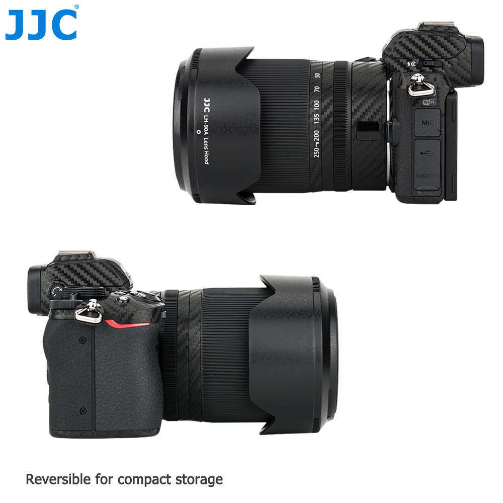 Jjc HB-90A Omkeerbare Zonnekap Compatibel Met Nikon Nikkor Z Dx 50-250Mm F/4.5-6.3 vr En Z 50Mm F1.8 S Lens Voor Nikon Z50 Z5