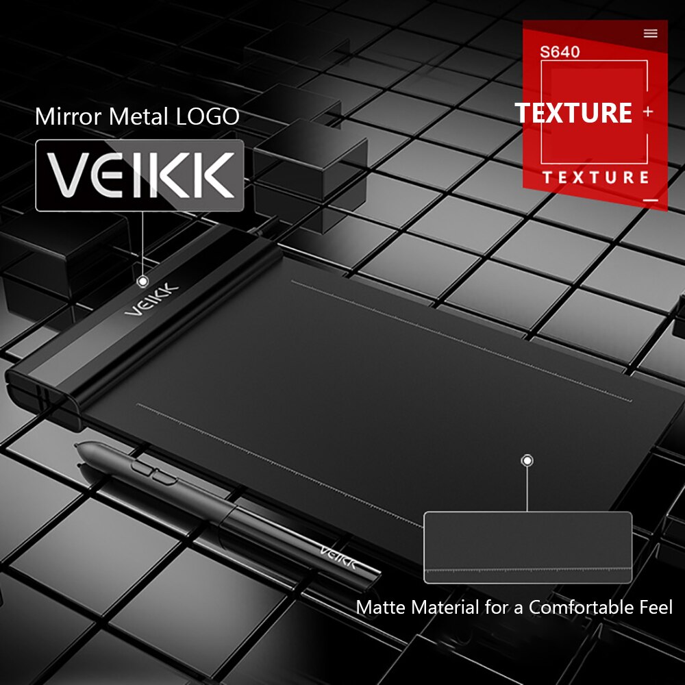 VEIKK S640 Graphic Tablets Drawing Board 6*4 inch Tablet 8192 Levels Pressure Passive Stylus Pen Tablets For Windows/Mac