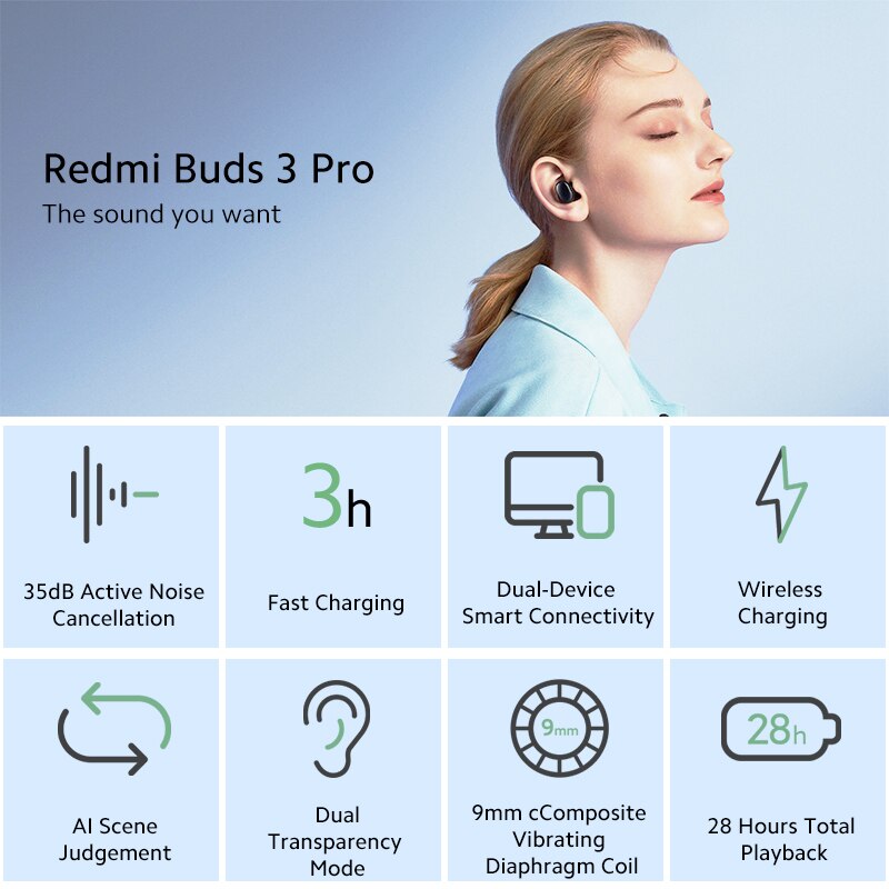 Xiaomi Redmi Airdots 3 Pro Earphone TWS True Wireless Earbuds ANC Bluetooth 5.2 Headset Wireless Charging Redmi Airdots 3Pro