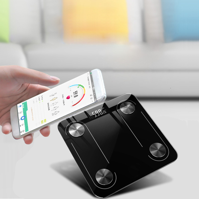 Badkamer Weegschalen Vloer Digitale Lichaamsvet Schalen Bluetooth Elektronische Mini Smart BMI Samenstelling Analyzer Schalen Met APP