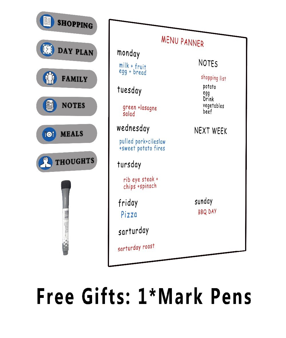 Magnetic Board Dry Erase Whiteboard A4 Size 0.5 mm thick for Kitchen Fridge Message Board Memos Notes