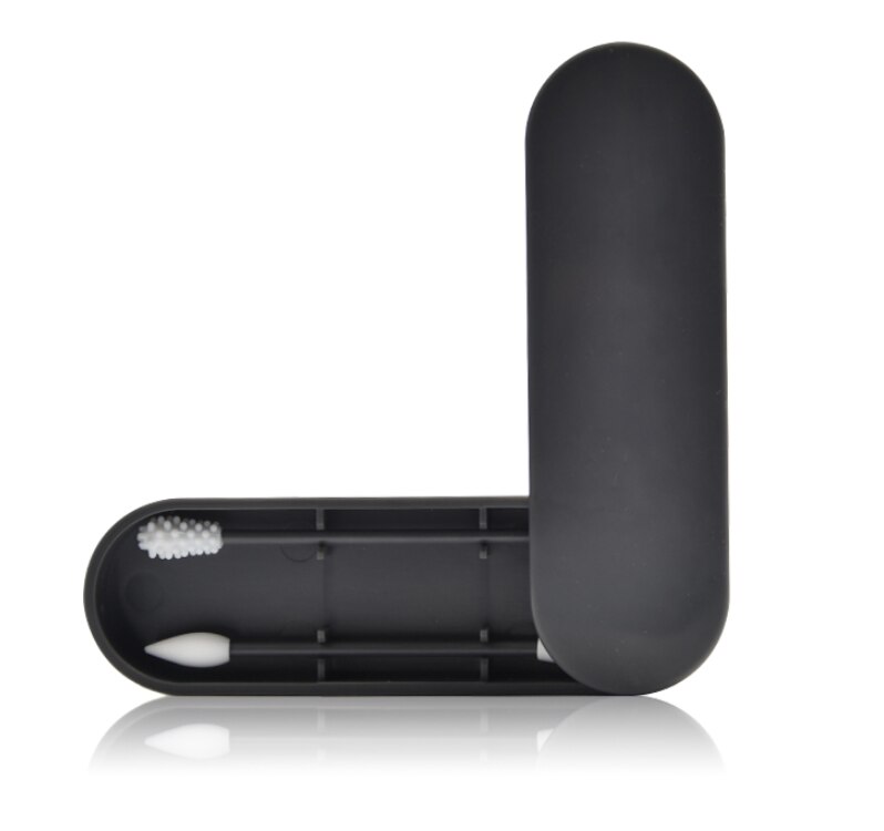 Bastoncillos de algodón reutilizables de silicona para limpieza de orejas, 2 unidades por caja, bastoncillos de algodón lavables para maquillaje: Black
