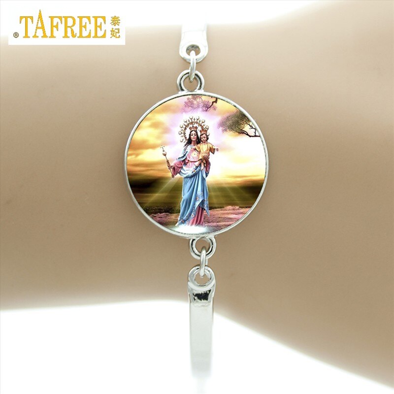 TAFREE marca nostra signora di glas bracciale vergine madre maria religiosa cattolica cupola di vetro braccialetto madonna gioielli con ciondoli D1010: VM18