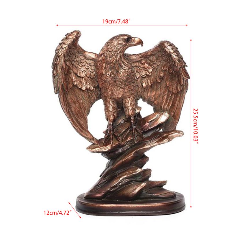 Tall Patriotic Bald Eagle On Rocks Statue Eagle Decorative Bronze Resin Figurin Q39B