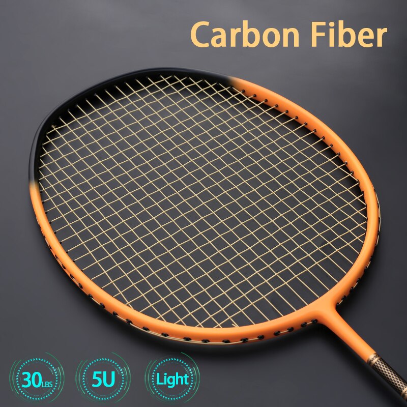 Ultralight Carbon Fiber Badminton Racket 5U Raquette 6 Colors Rackets Z Speed Force Padel Light Weight 75-79g: Orange