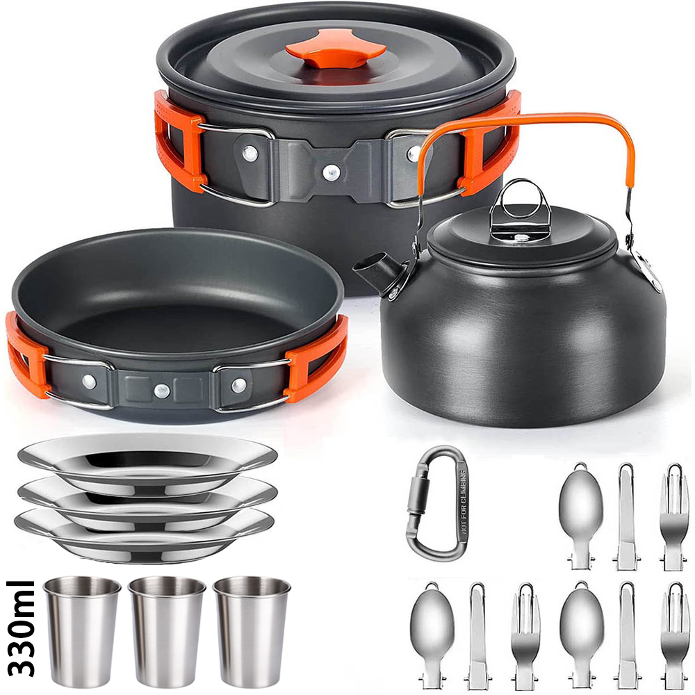 Camping Kookset Outdoor Aluminium Lichtgewicht Uitrusting Camping Kookgerei Kit Voor Reizende Trekkingwandelbenodigdheden: RED