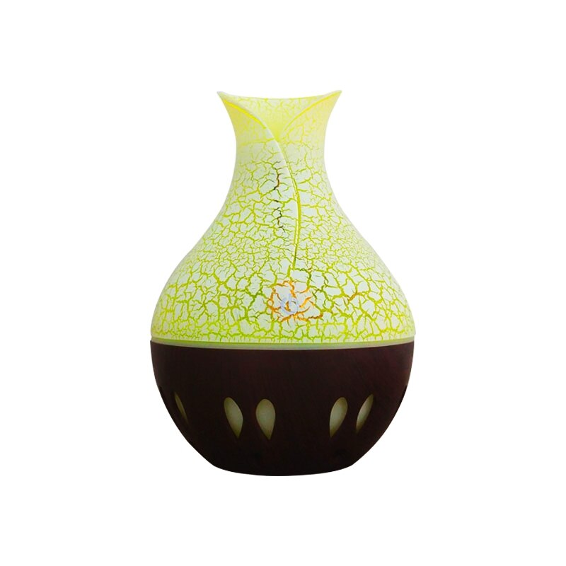 Vase Air Humidifer 130ML Aroma Essential Oil Diffuser Wood Crack LED Lamp Humidifier USB Home Aromatherapy: YELLOW