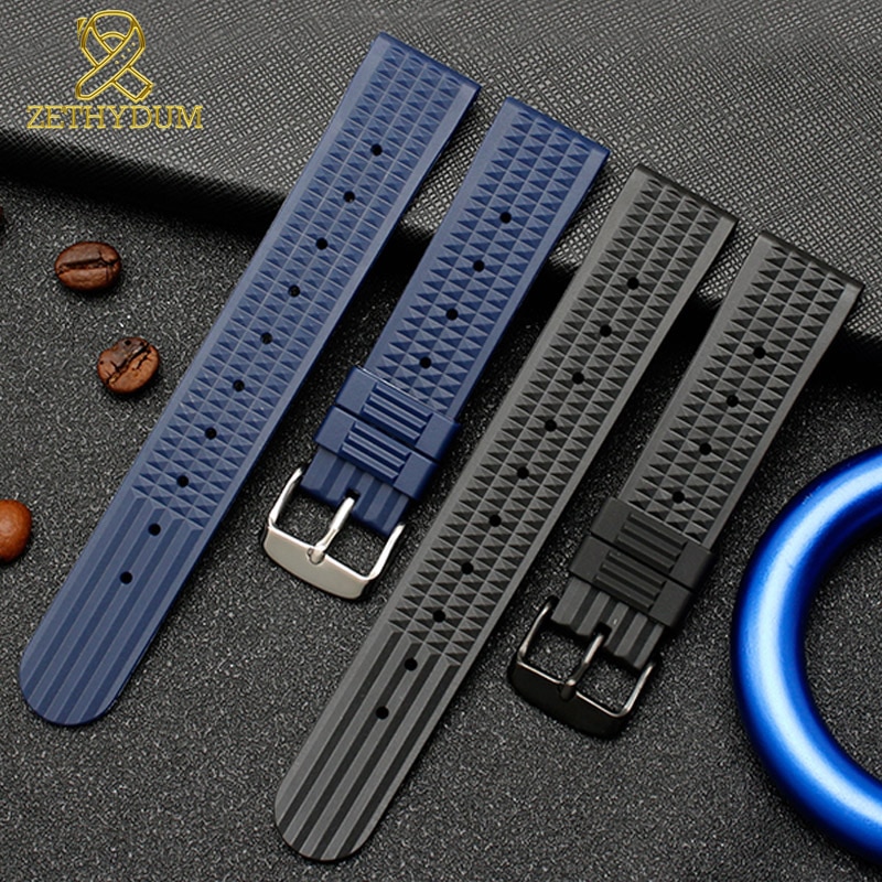 Siliconen Rubber Horloge Band 20Mm 22Mm Horlogeband Voor S-Eiko SRP777J1 Horloge Band Duiken Waterdichte Armband Blauw kleur