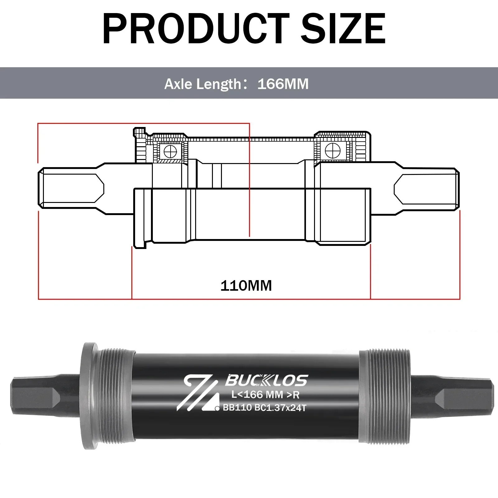 BUCKLOS Fahrrad Tretlager Rennrad Mountainbike Platz Kurbel BB BB68 BB80 BB90 BB100 BB110 BB120 für MTB E-Bike Kurbelgarnitur Teil: Licht Gelb