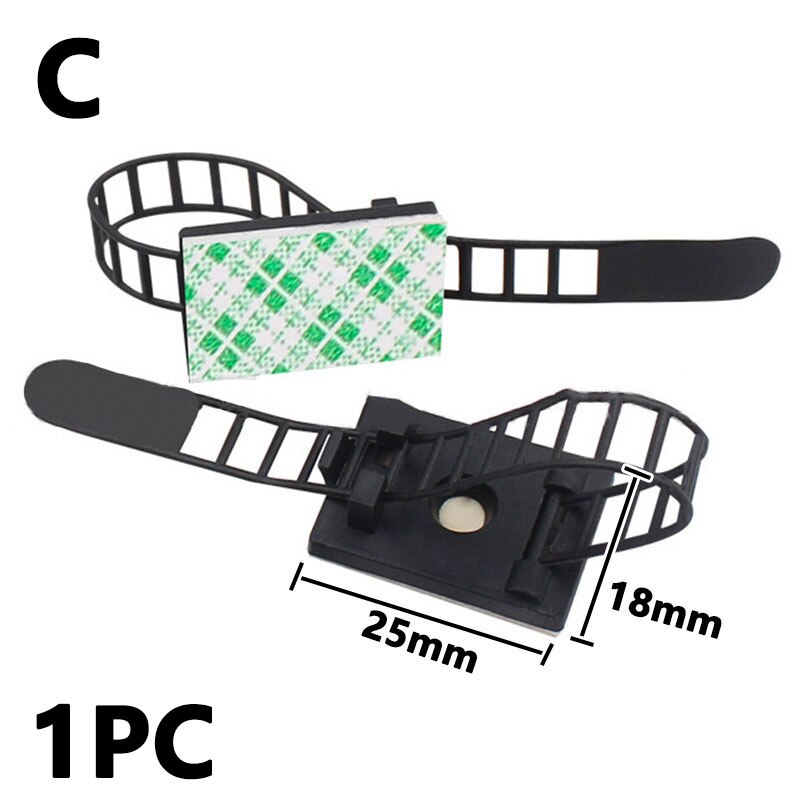 10PC Cable Tie Mounts Adjustable Wire Ties Cable Clips Clamp Plastic Self Adhesive Cable Organizer Fix Holder Cord Management: C